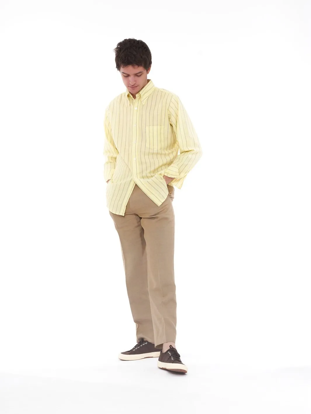 1990s Lemony yellow Ivy Oxford Co. long-sleeved shirt