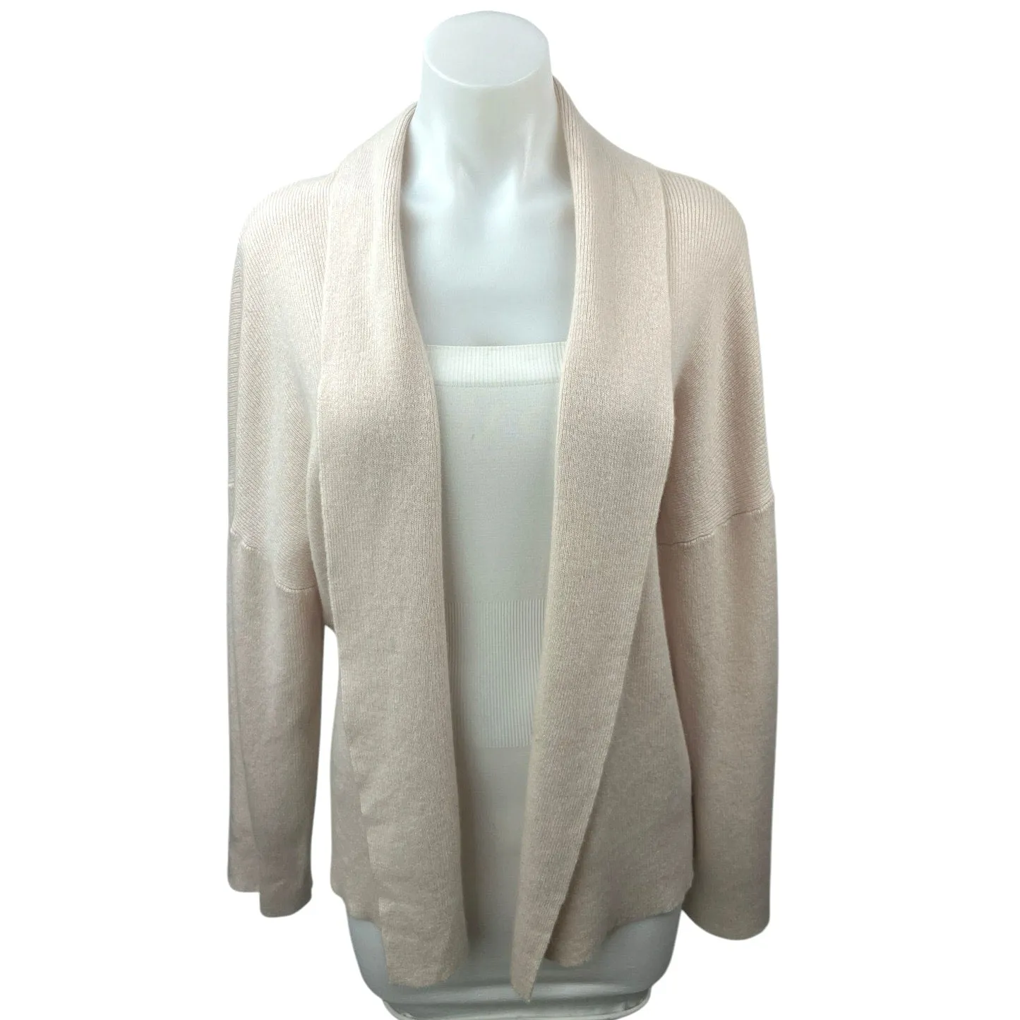 360 Cashmere Cream Shawl Collar Knit Dolman Open Cardigan Sweater Top Size S