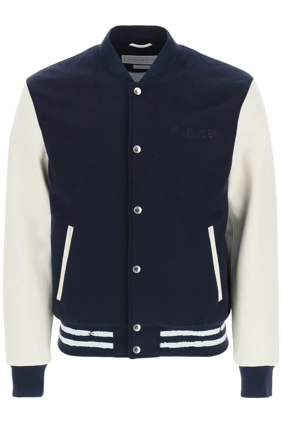 Alexander McQueen Logo Printed Buttoned Bomber Jacket