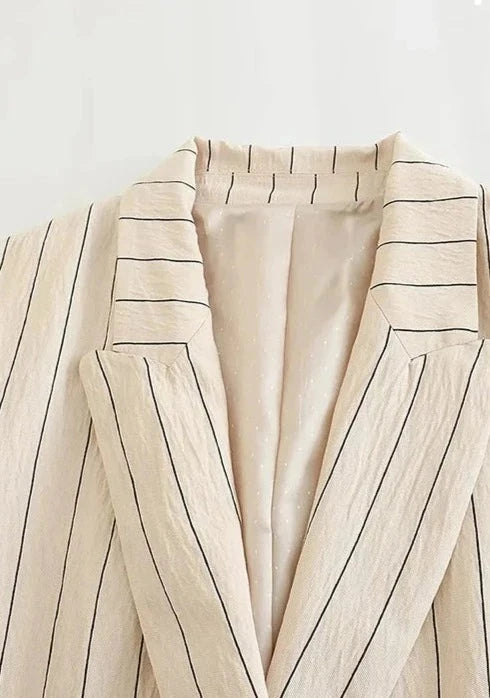 Ashore Shop Office Women Suit Stripe Loose Pant Suits