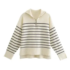 Asymmetry Striped Pullover Sweaters