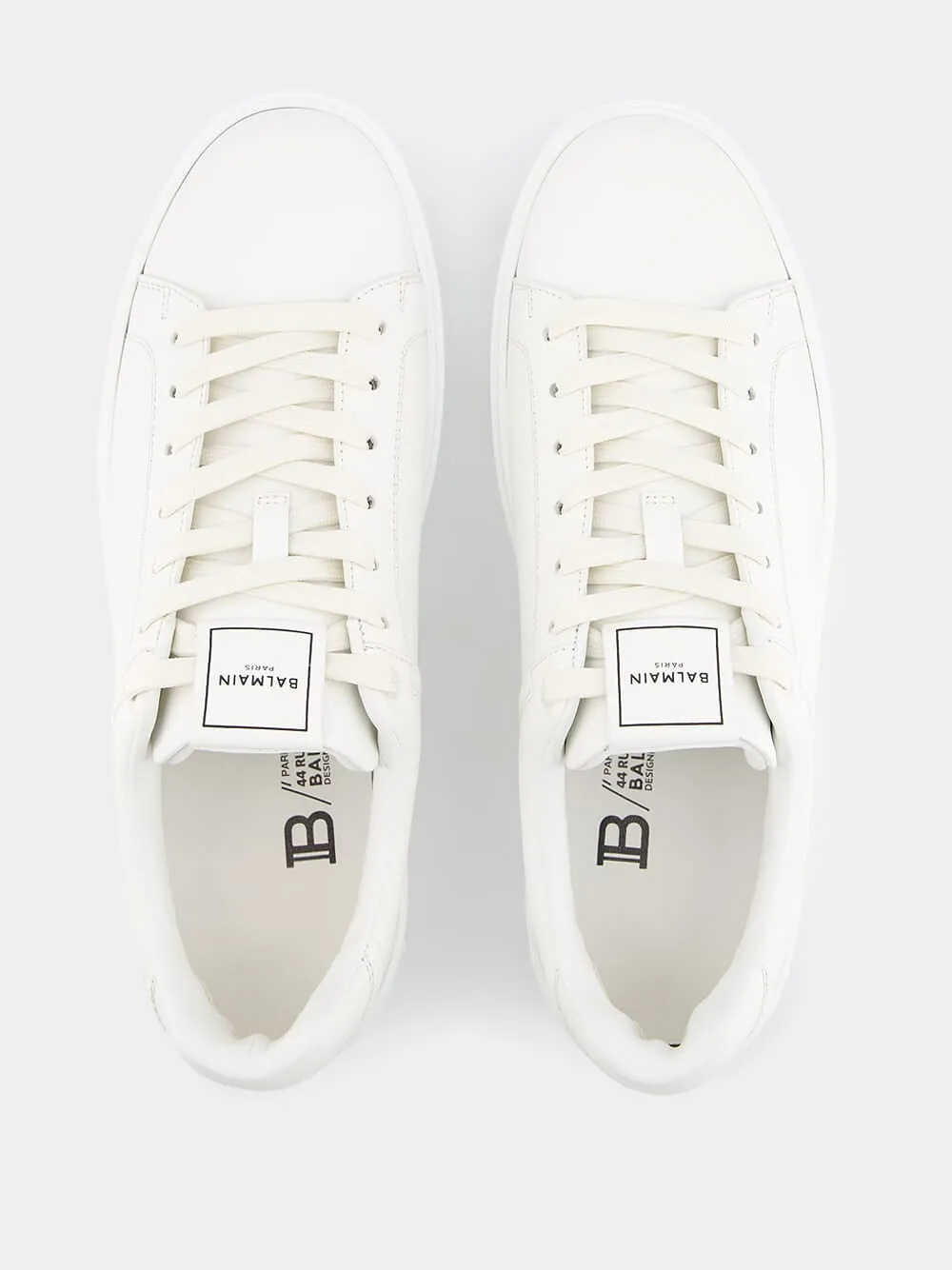 B-Court Monochrome White Leather Sneakers