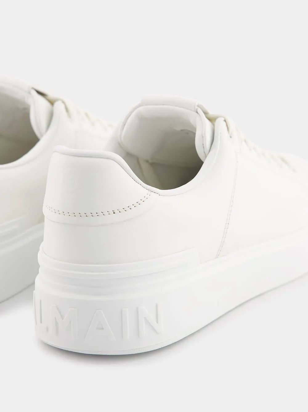 B-Court Monochrome White Leather Sneakers