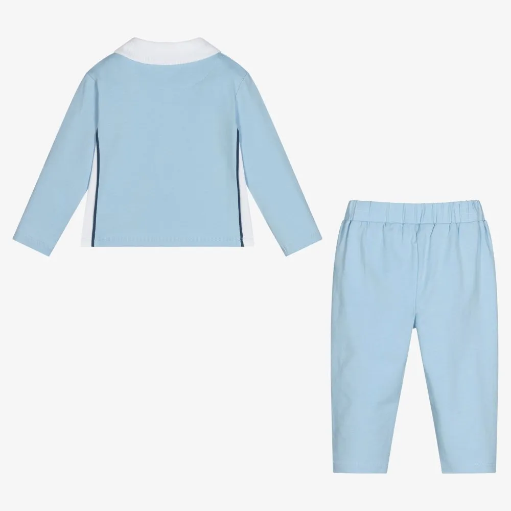 Baby Boys Blue Cotton Outfit Set