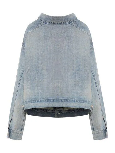 BALENCIAGA Off-Shoulder Denim Jacket in Light Blue for Men