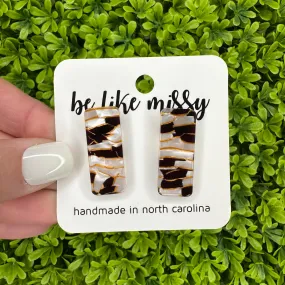 Bar Studs - Tuxedo - Acrylic Earrings