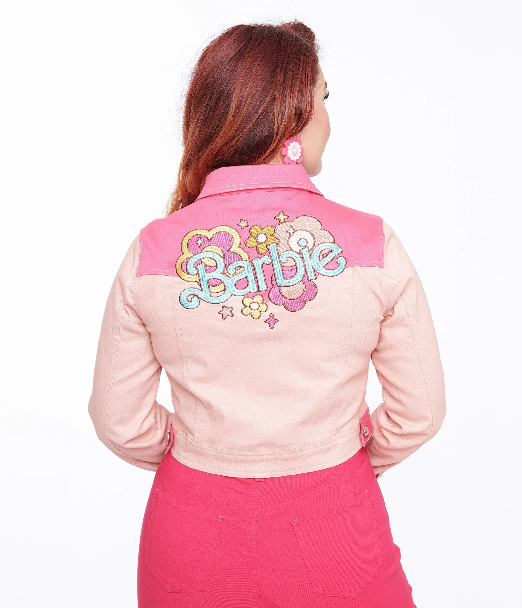 Barbie x Unique Vintage Pink Barbie Denim Western Jacket