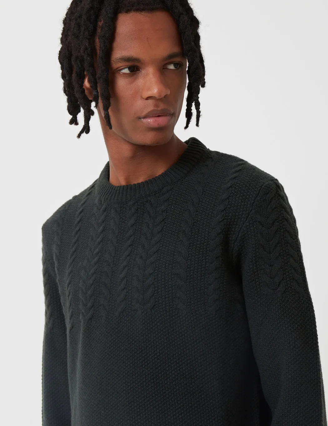 Barbour Crastill Cable Knit Sweatshirt - Seaweed Green