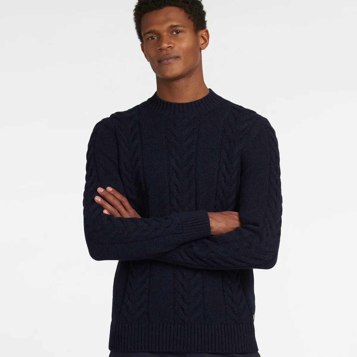 Barbour - Essential Cable Knit Jumper In Navy