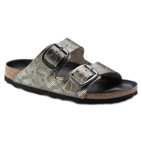 Birkenstock Arizona Big Buckle Royal Python Gray Red Suede Leather Sandals Slides Snake Shoes