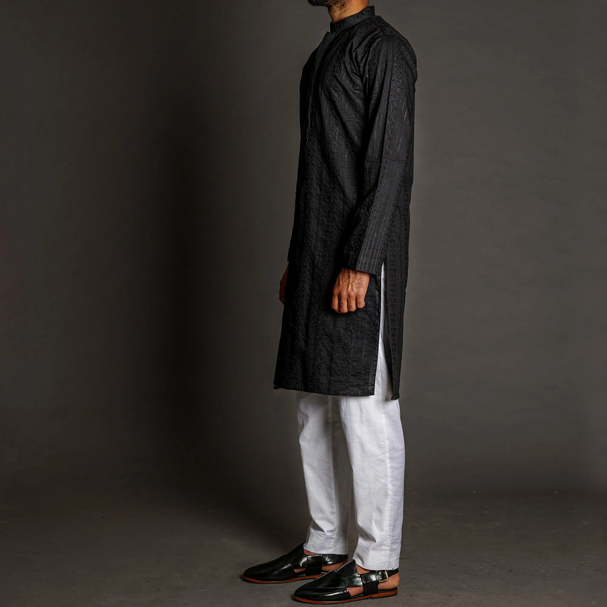 Black Embroidered Imperial Kurta