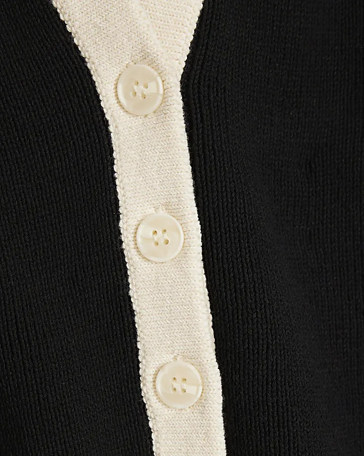 Black knit taped waistcoat