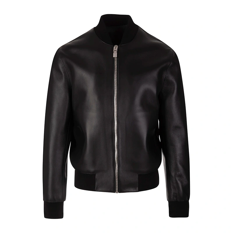 Black Leather Bomber Jacket | Black Bomber Jacket