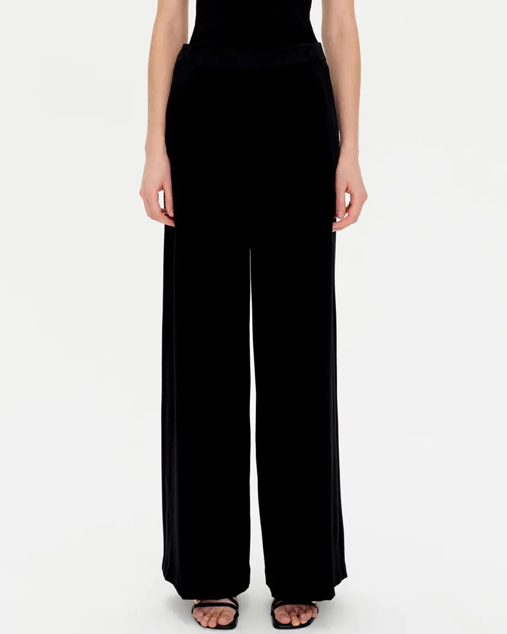 Black Palladia Wide Leg Tuxedo Pant