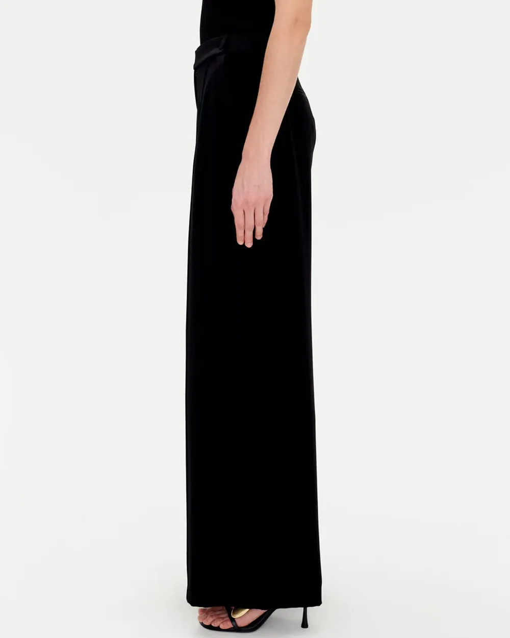 Black Palladia Wide Leg Tuxedo Pant