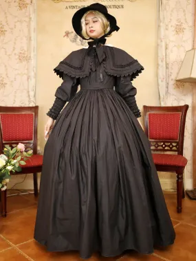 Black  Retro Tudor Dress Costumes  Lace Polyester Dress Women's Marie Antoinette Costume Retro Tunic Masquerade Ball Gown