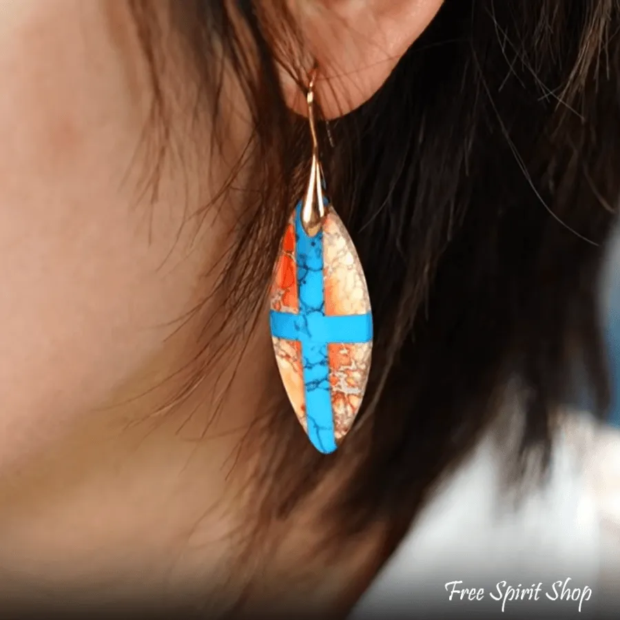 Blue Cross Imperial Jasper Drop Earrings