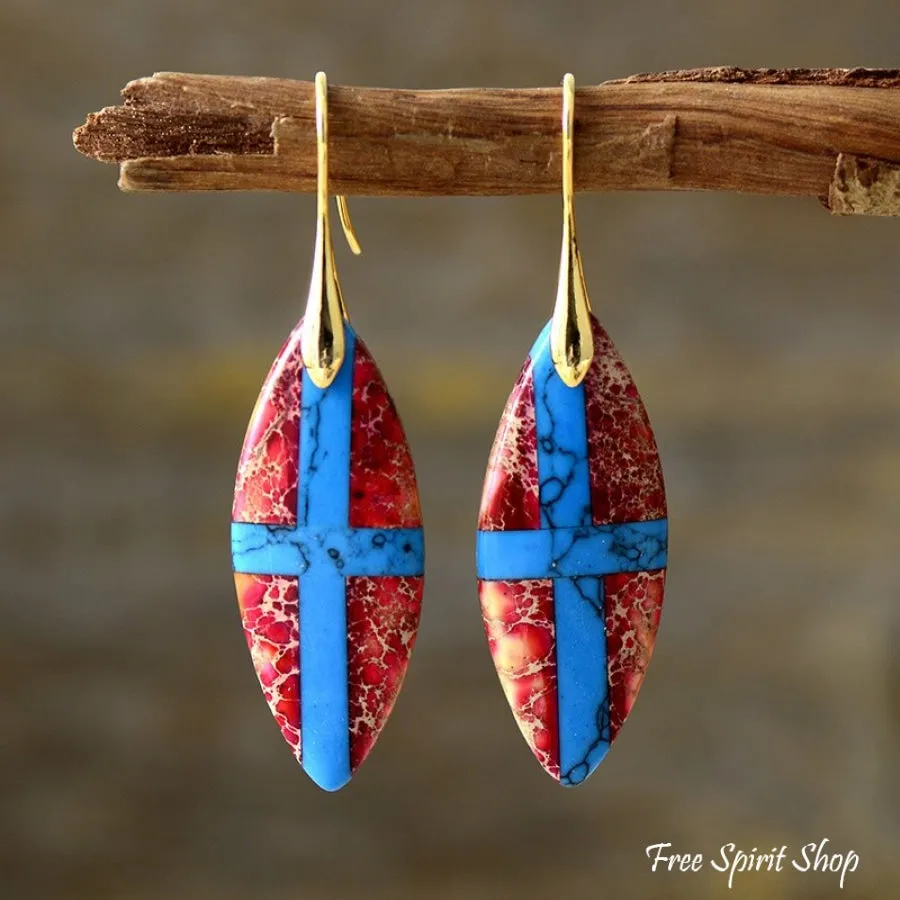 Blue Cross Imperial Jasper Drop Earrings