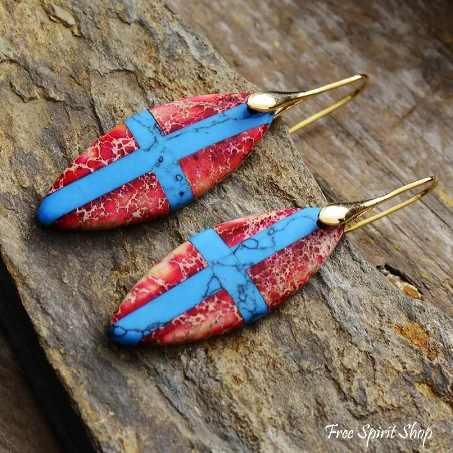 Blue Cross Imperial Jasper Drop Earrings