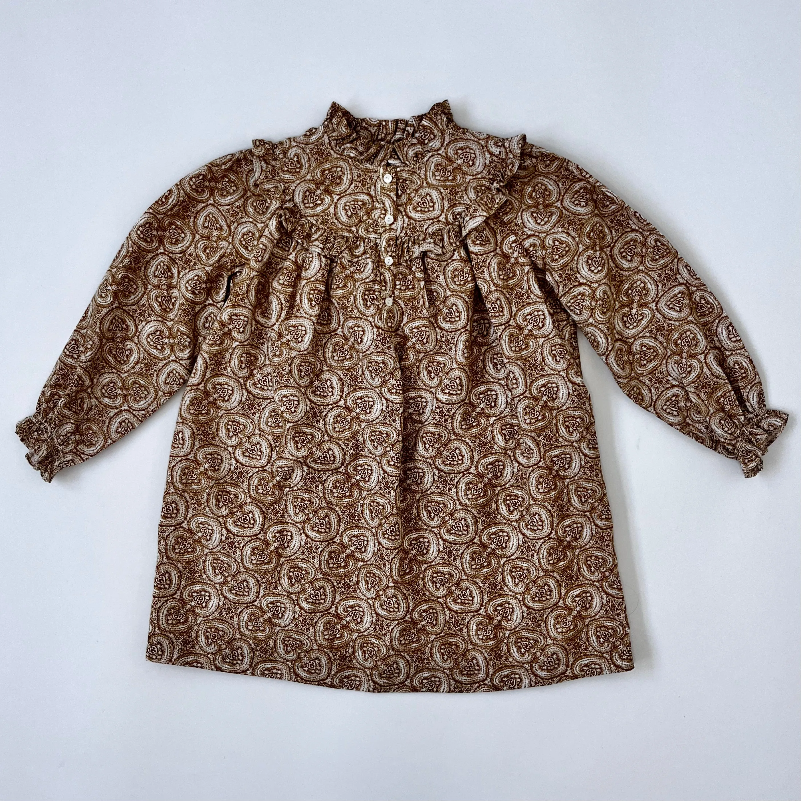 Bonpoint Mustard Paisley Print Dress: 6 Years