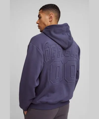 boohoo Mens Oversized Official Varsity Embossed Zip Through Hoodie