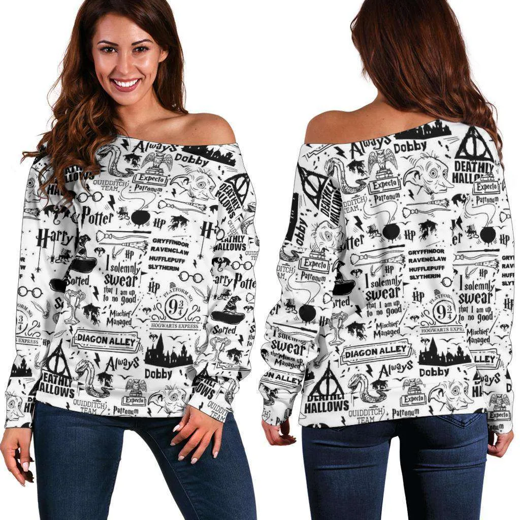 Bookish Off Shoulder Sweater