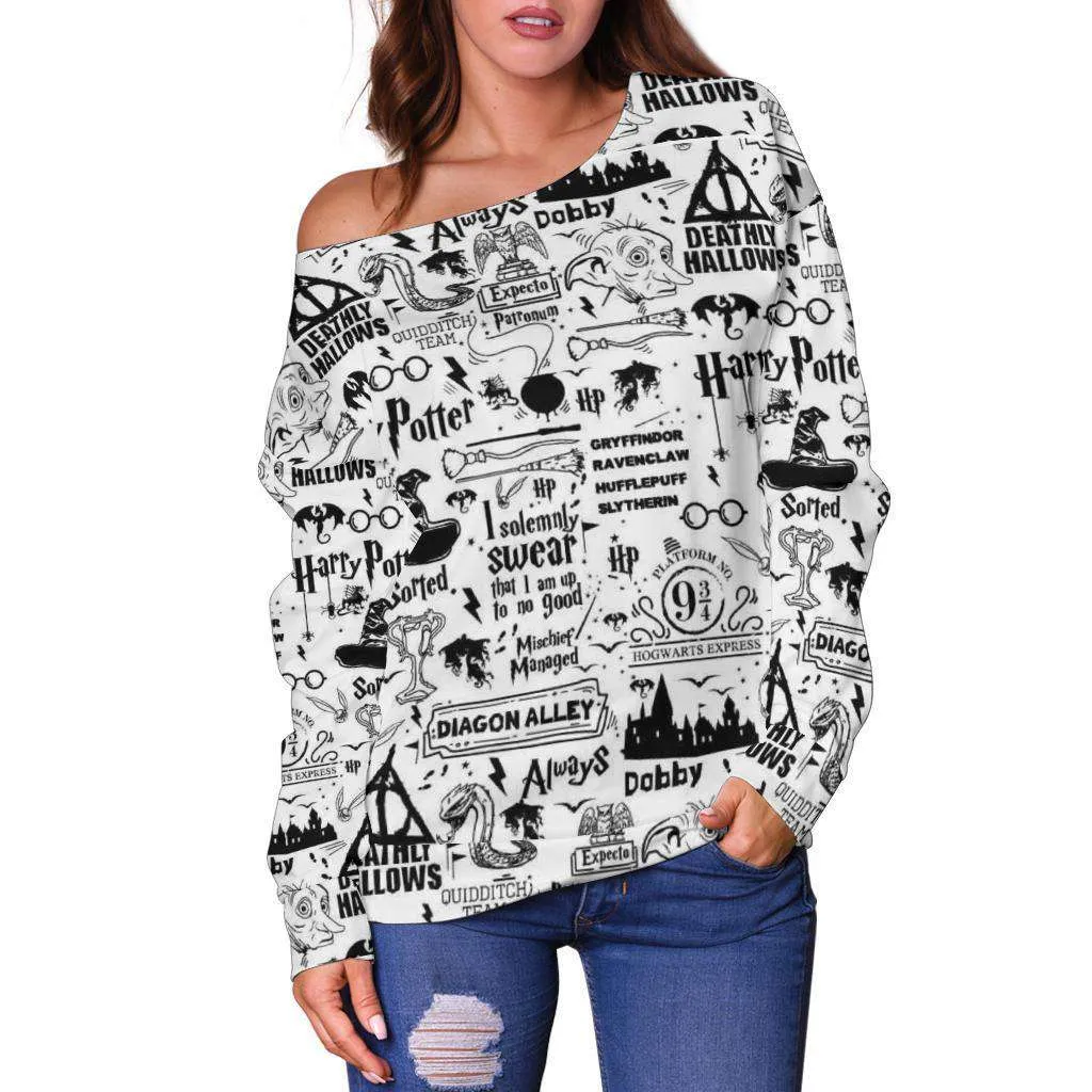 Bookish Off Shoulder Sweater