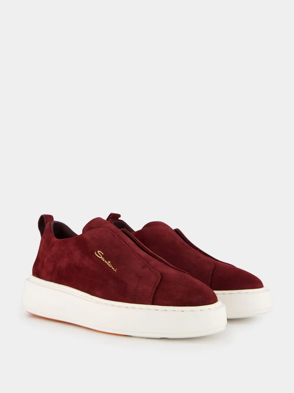 Bordeaux Suede Slip-On Sneakers