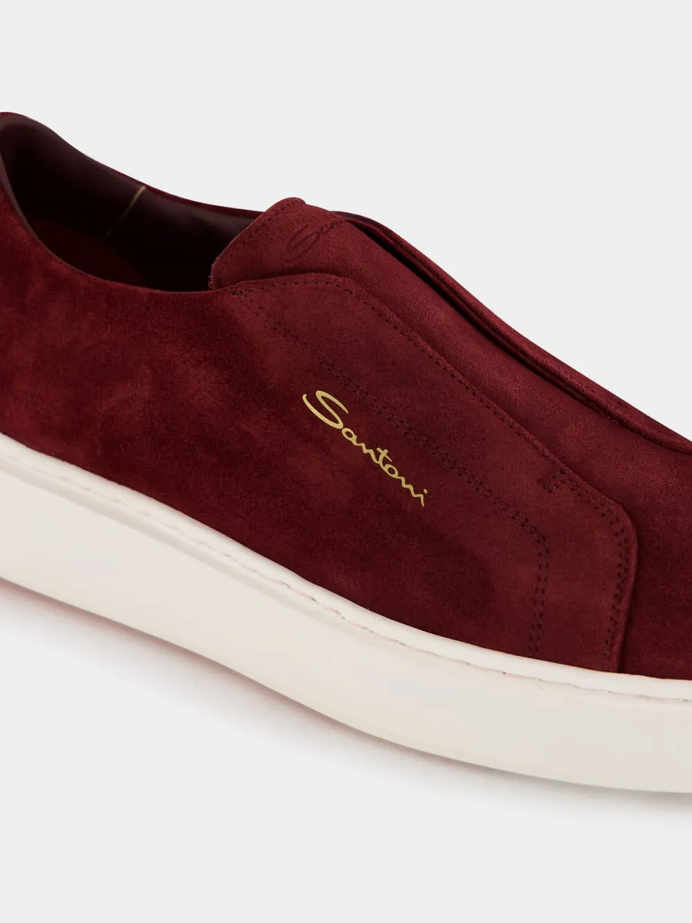 Bordeaux Suede Slip-On Sneakers