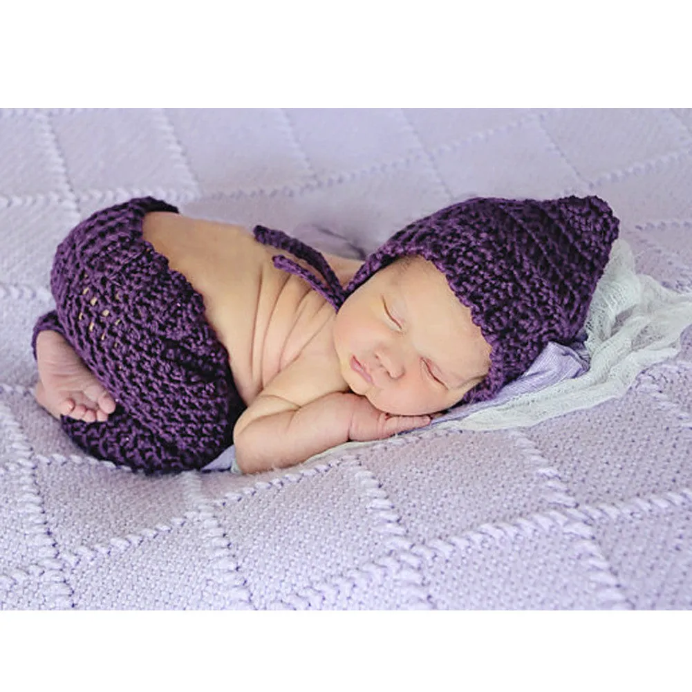 born Pography Props Baby Girls Boys Crochet Knit Costume Po Pography Prop Purple