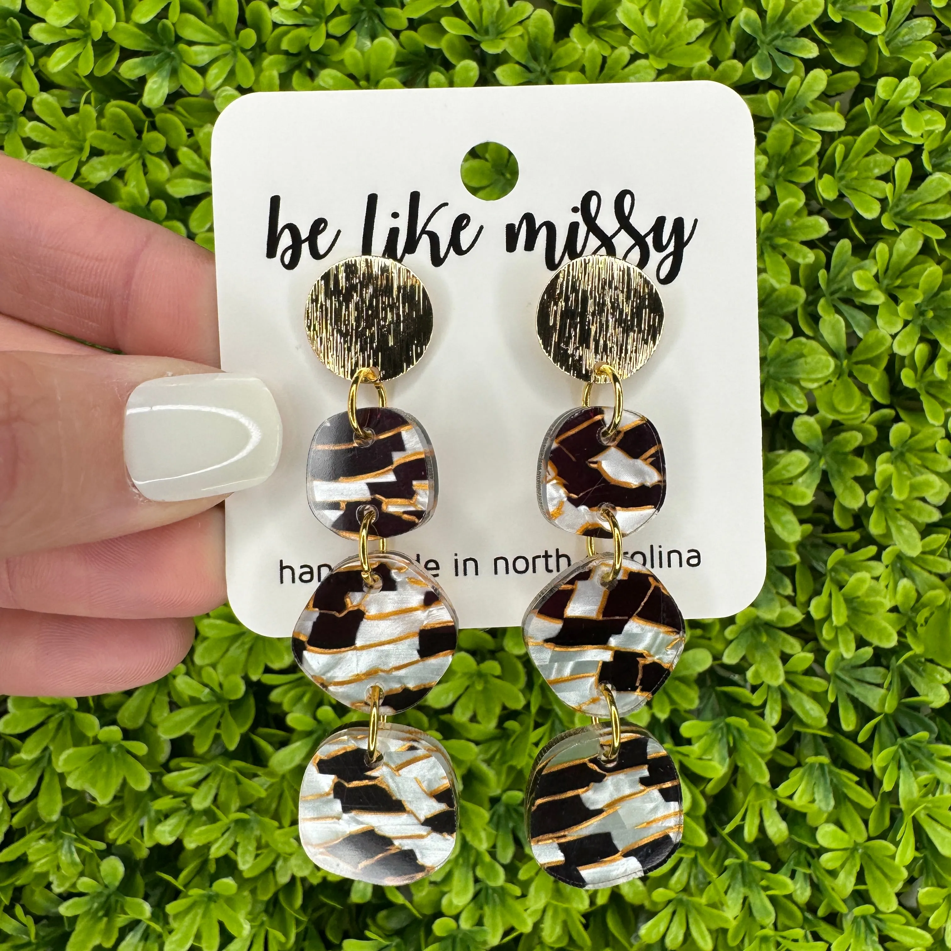 Boulder Stacks - Tuxedo - Statement Earrings