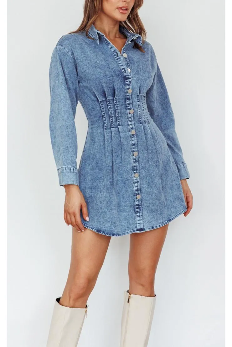 Callie Denim Button Up Mini Dress