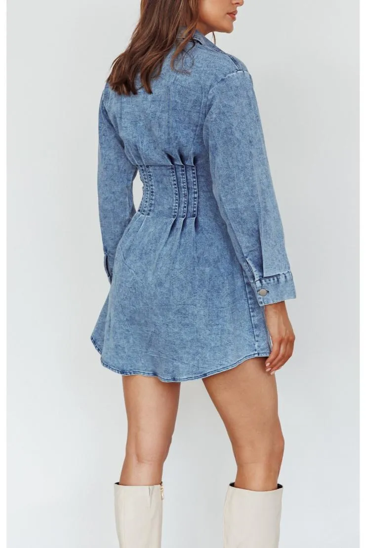 Callie Denim Button Up Mini Dress