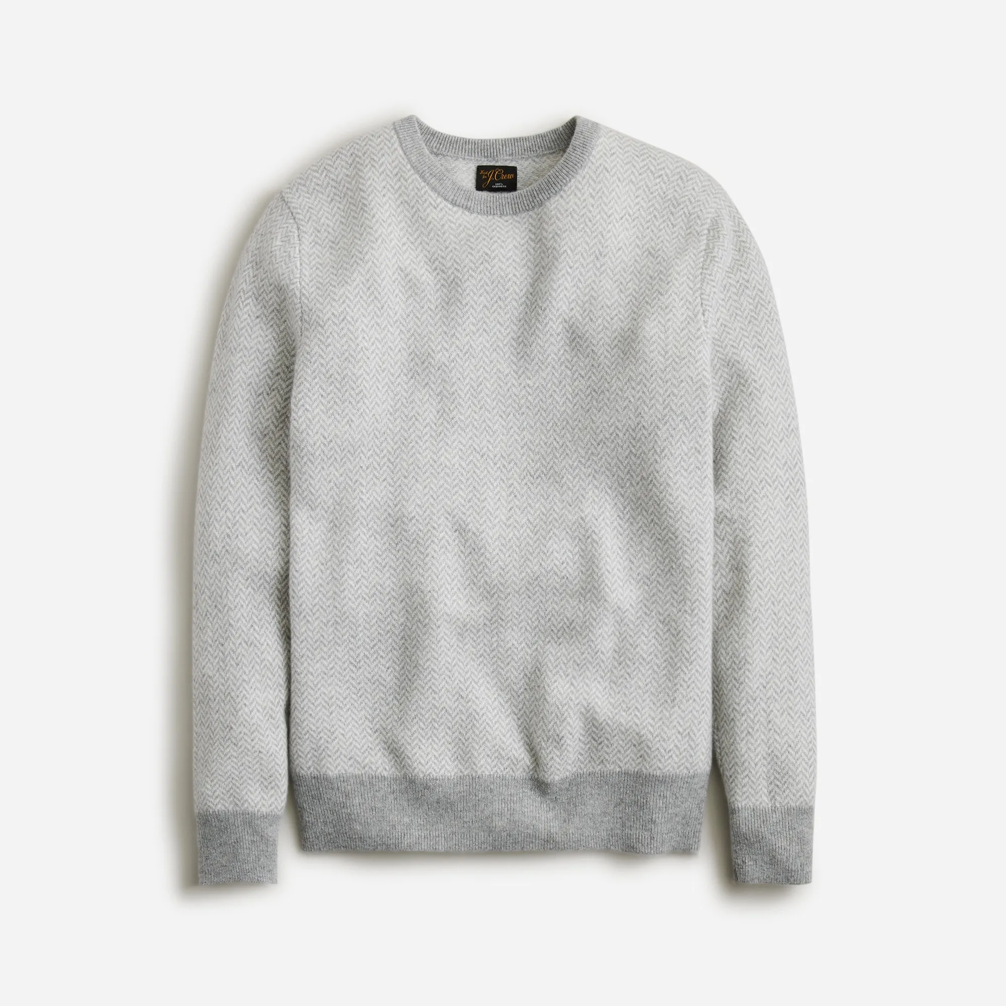 Cashmere herringbone jacquard crewneck sweater