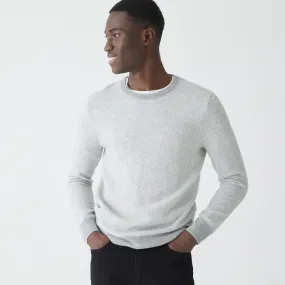 Cashmere herringbone jacquard crewneck sweater