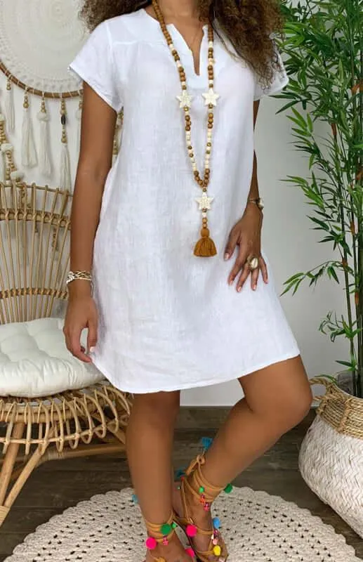 Casual Linen Short Sleeve Dress