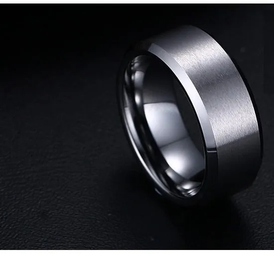 Casual Stainless Steel 8mm Shiny Black Color Fashion Ring