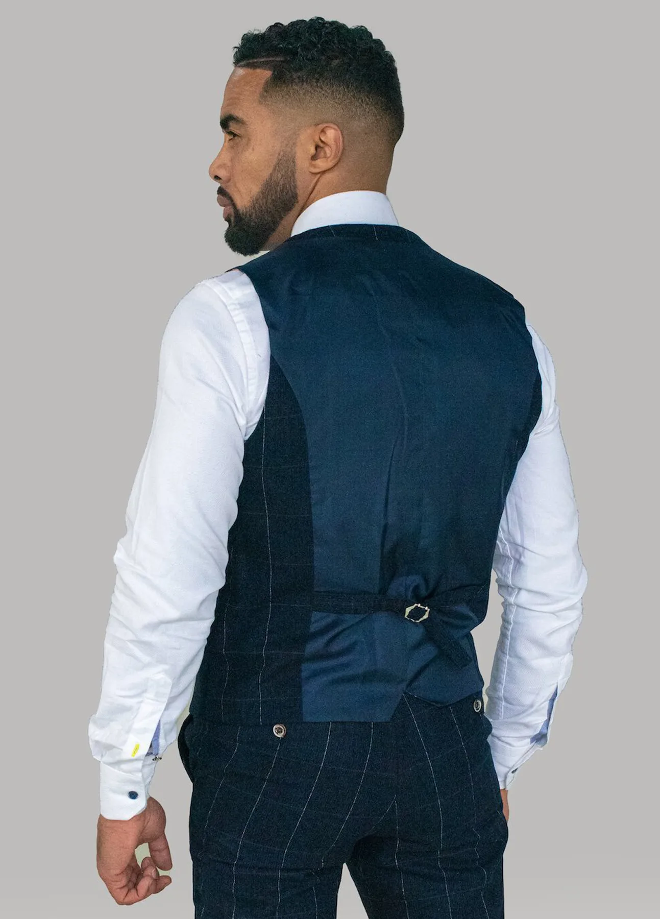 Cavani Angels Blue Tweed Check Waistcoat