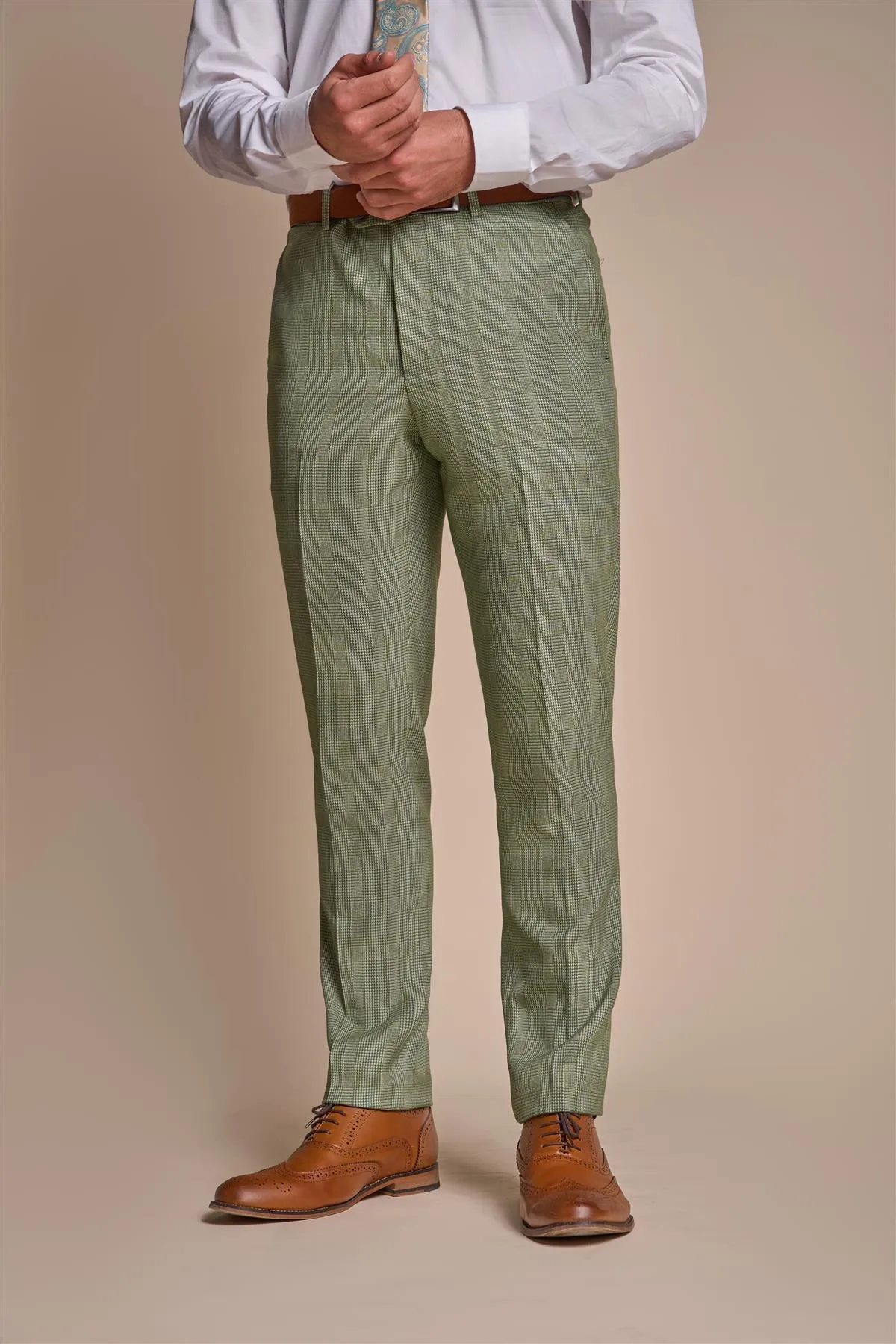 Cavani Sage Green 3 Piece Contrast Suit With Olive Waistcoat