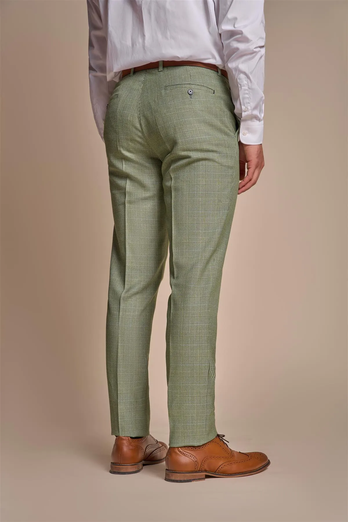 Cavani Sage Green 3 Piece Contrast Suit With Olive Waistcoat