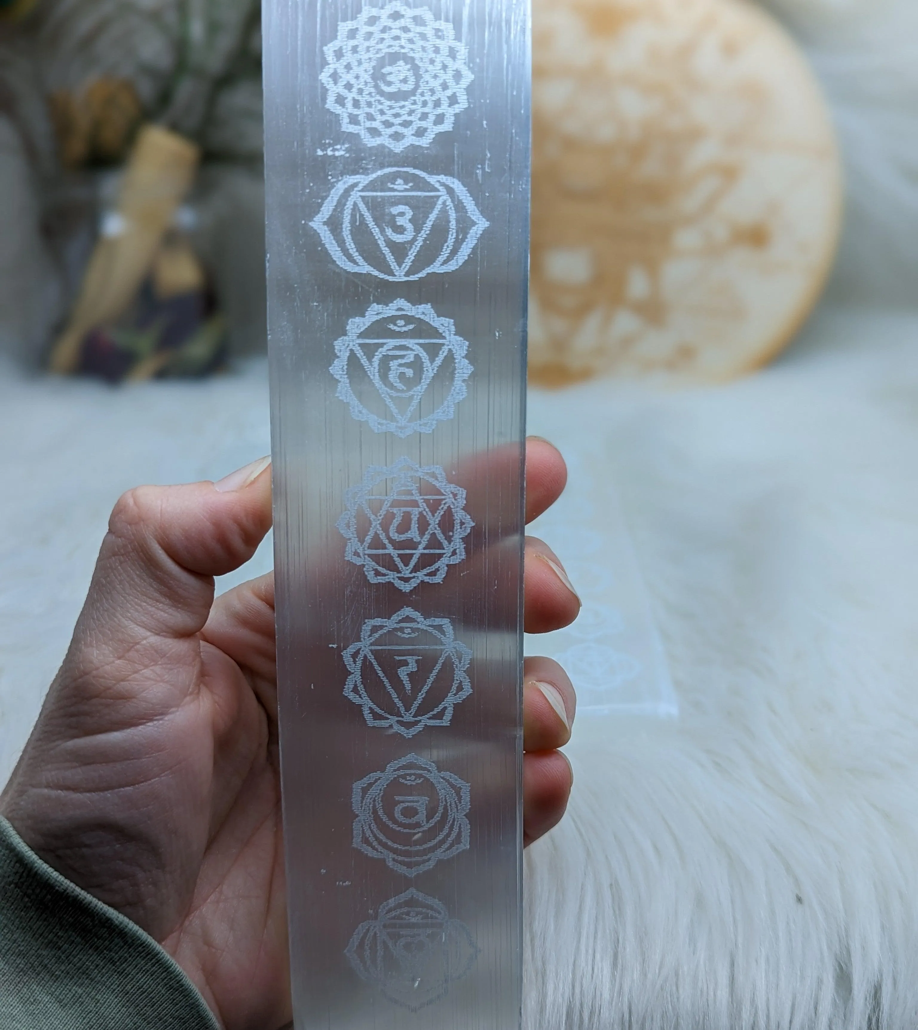 Chakra Balancing~ Selenite Carved Chakra Charging Tray