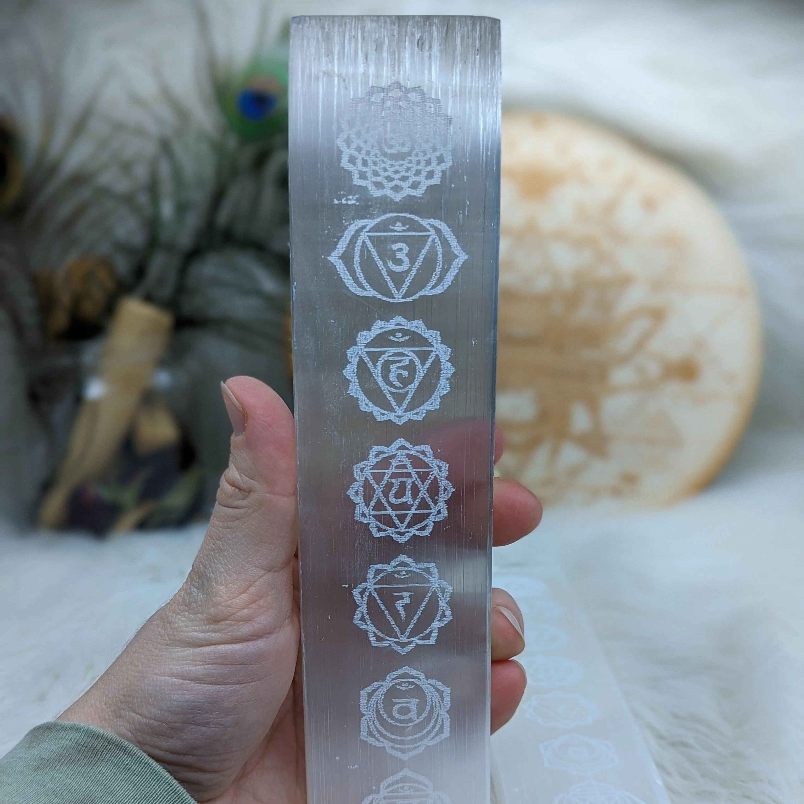 Chakra Balancing~ Selenite Carved Chakra Charging Tray