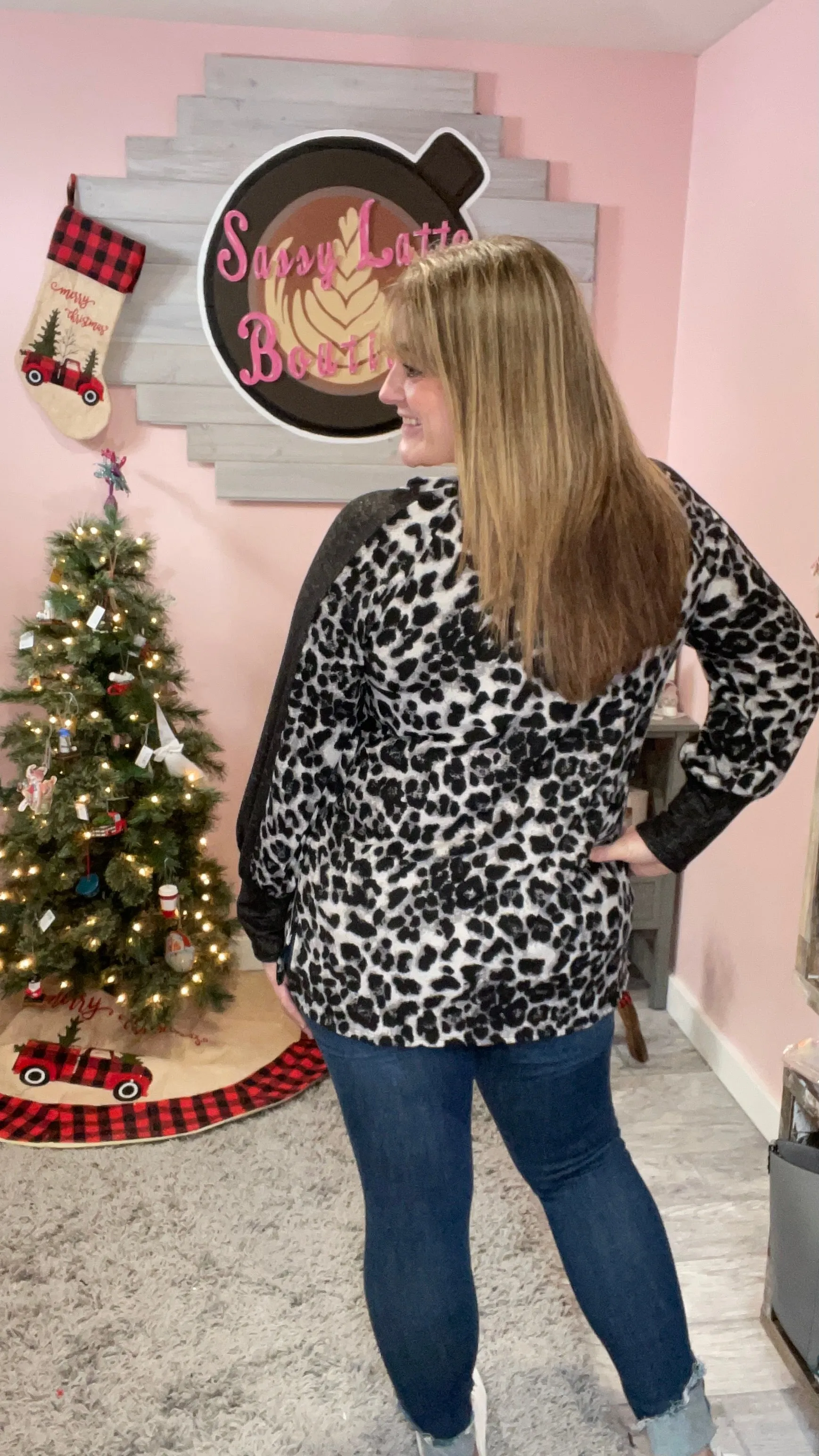 Charcoal Snow Leopard Sweater