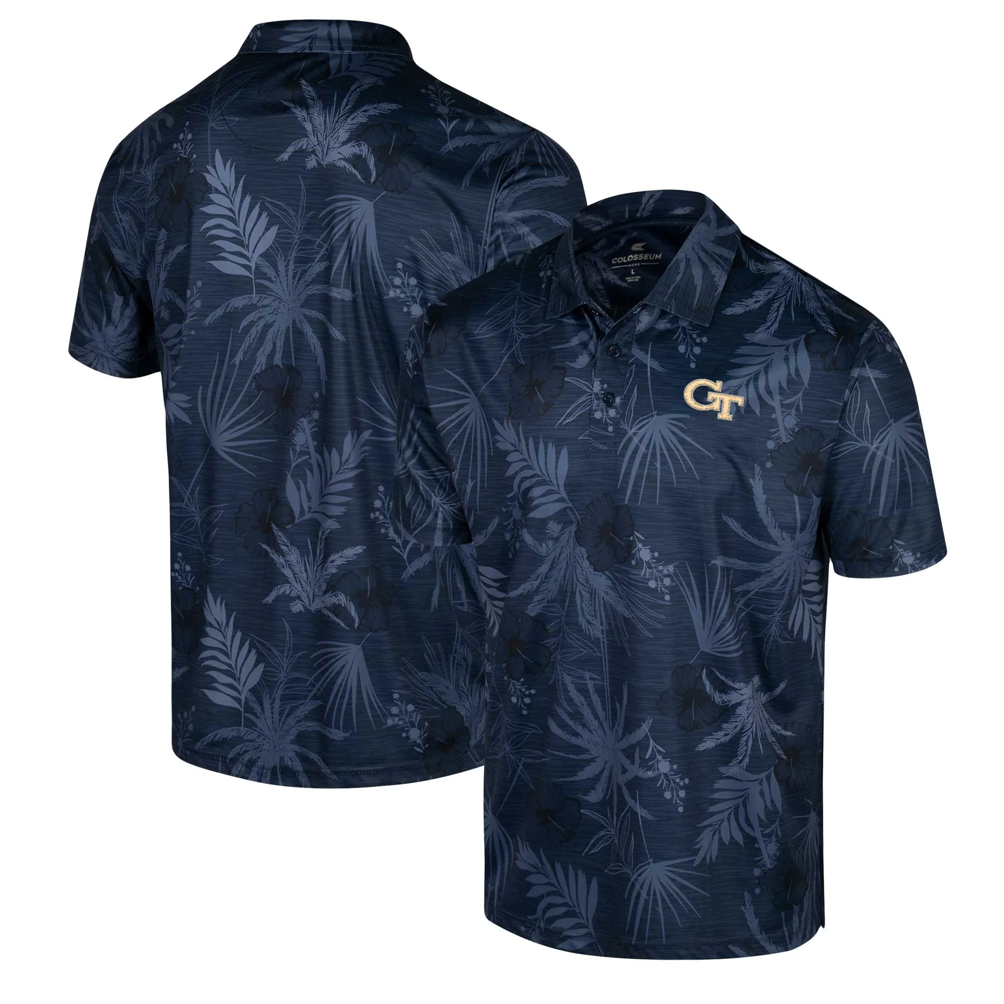 Colosseum Georgia Tech Yellow Jackets Navy Palms Polo