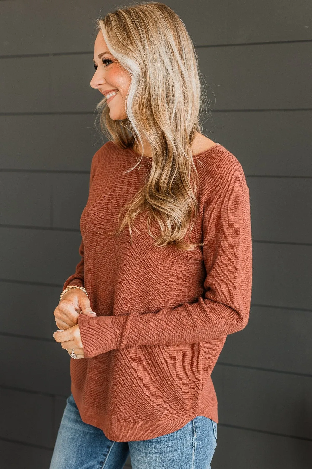 Confidence Boost Knit Sweater- Copper