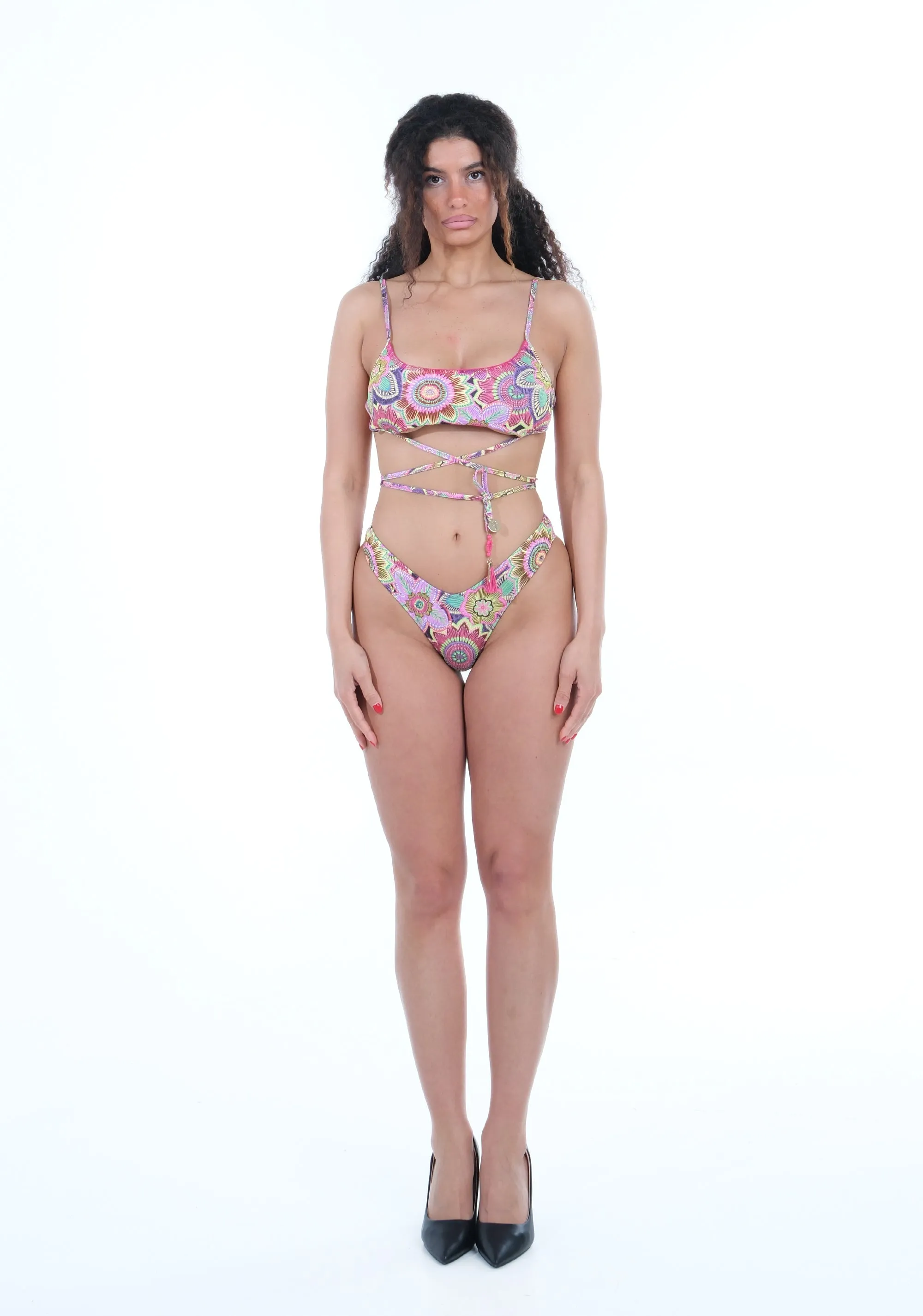 Costume bikini top e slip tropical bouquet