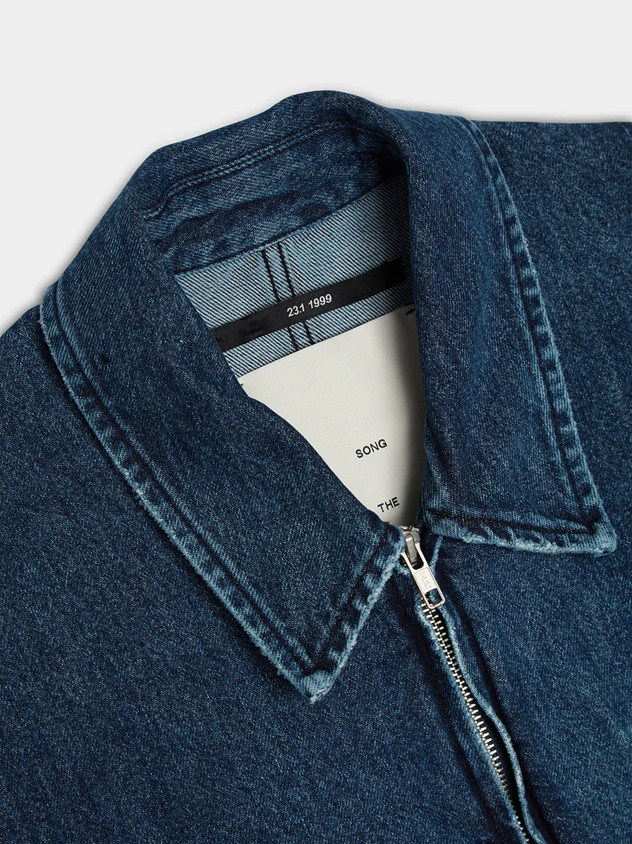 Cotton Washed Denim Coach Jacket, Indigo