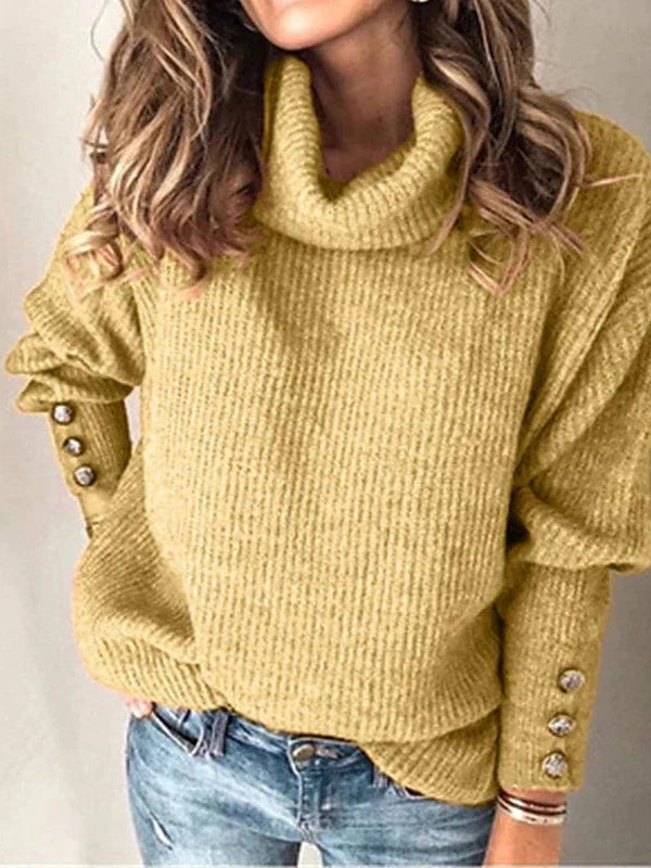 Cozy Turtleneck Ribbed Knit Sweater for Women