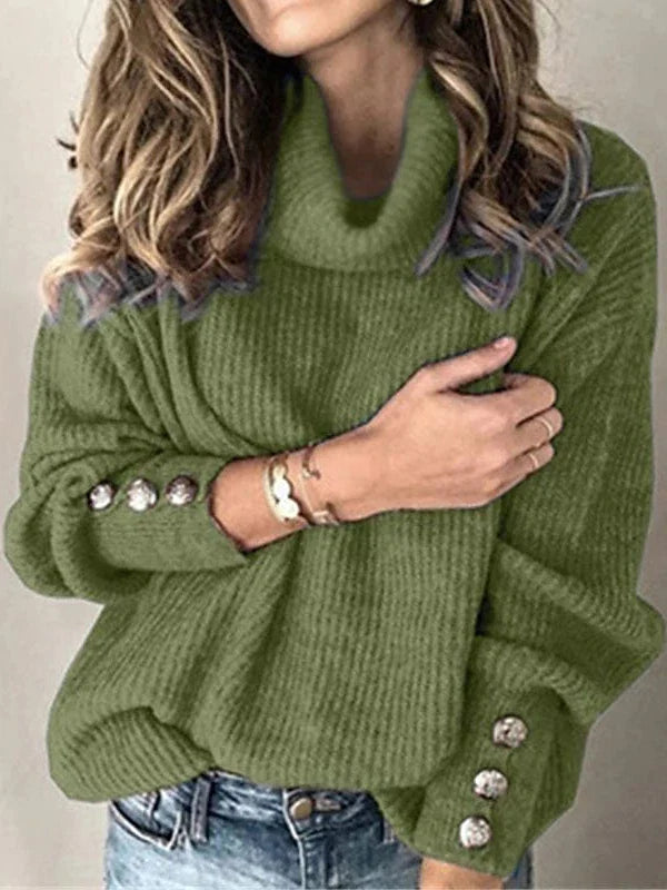 Cozy Turtleneck Ribbed Knit Sweater for Women