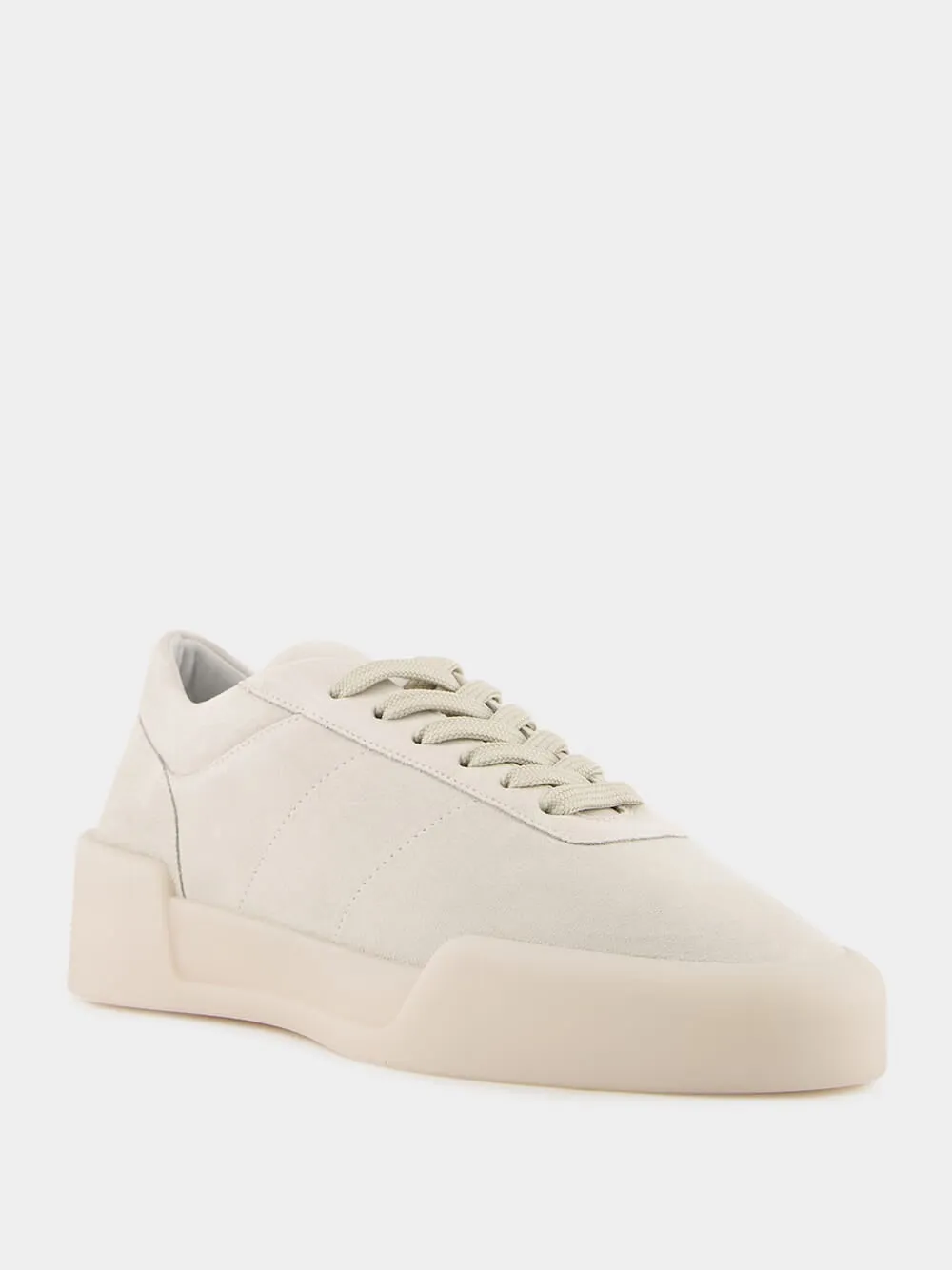 Cream Suede Aerobic Low-Top Sneakers